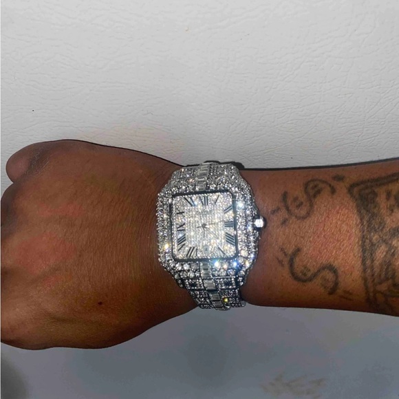 Cartier Silver Diamond-Encrusted Timepiece - Picture 3 of 5